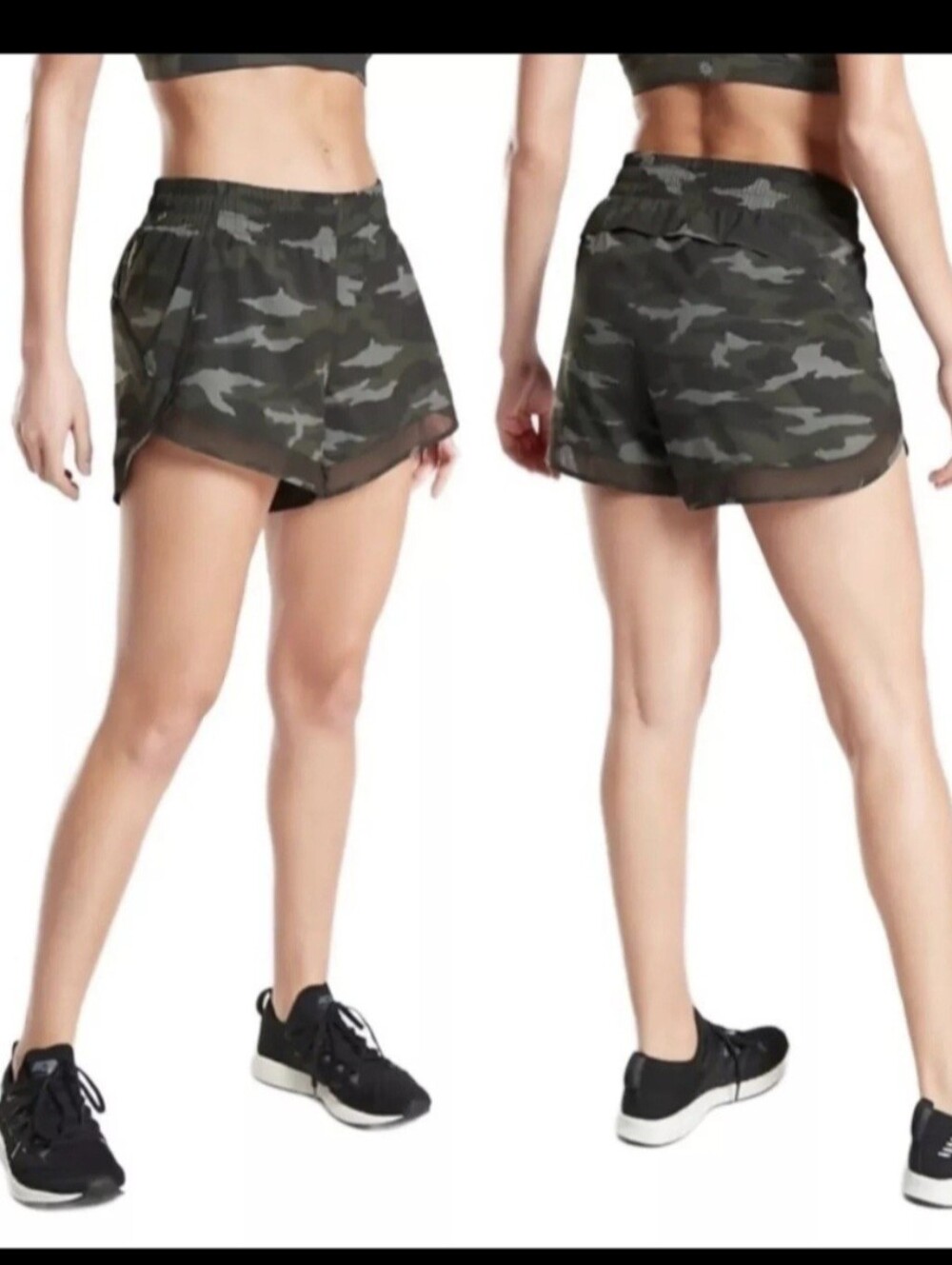Athleta Mesh Racer Run Printed Shorts Training Running Athletic ** Medium **